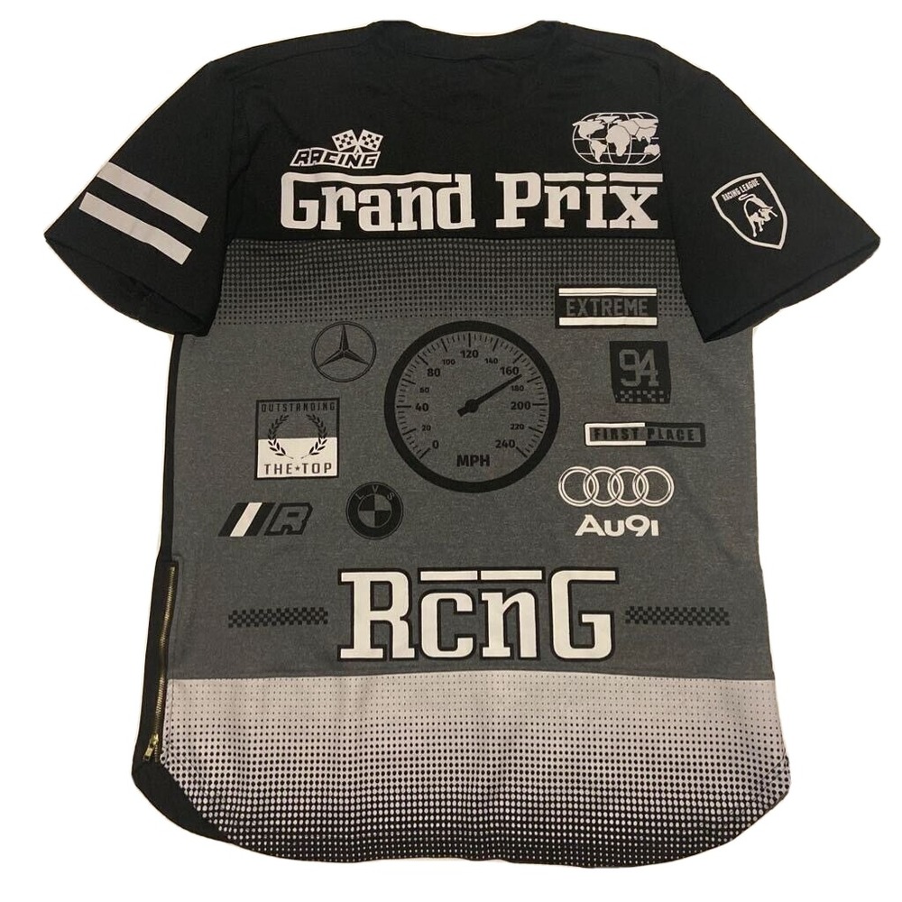Grand Prix Mens‎ Racing League Motocross T Shirt Multicolor Side Zip Tee L